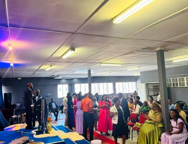 Sunday service congregation in worship